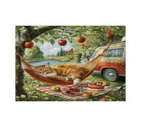Spring Maine Coons - Puzzle da campeggio a forma di gatto, per adulti, 300 pezzi, puzzle in legno panoramico da viaggio, decorazioni per picnic per l'intrattenimento domestico