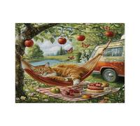 Spring Maine Coons - Puzzle da campeggio a forma di gatto, per adulti, 500 pezzi, puzzle in legno panoramico da viaggio, decorazioni per picnic per l'intrattenimento domestico