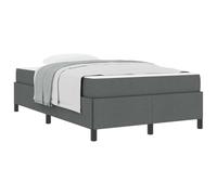 Spring Mattress Bed Frame Set Dark Grey 120x190 cm Fabric Upholstered, Medium Firm Pocket Springs, Engineered Wood Slatted Base, Twin Size for Modern Bedroom Guest Room, 280 kg Max Weight Capacity