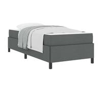 Spring Mattress Bed Frame Set Dark Grey 80 x 200 cm Fabric Upholstered Single Bed with Medium Firm Pocket Springs Foam Padding Engineered Wood Slatted Base for Modern Bedroom Easy Assembly