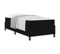 Spring Mattress Queen Size 100x200 cm Black Fabric Upholstered Bed Frame with Medium Firm Pocket Springs, Engineered Wood Base, Foam Padding, Fixed Slat Support for Modern Bedroom Single Sleep