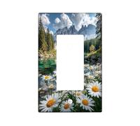 Spring Mountain Daisy Light Switch Cover Piastre/Coperture di uscita, Decorazione da parete floreale scenica, Piastre da parete in termoplastica ecologica, dimensioni standard singolo Rocker
