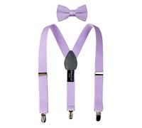 Spring Notion Set di bretelle e papillon in tinta unita da bambino, Lilla, Large (7 years-12 years)