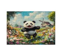 Spring Panda Puzzle per adulti, 300 pezzi, puzzle in legno con animali da giardino di campagna, divertenti decorazioni per la casa e l'intrattenimento domestico
