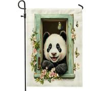 Spring Pandas - Bandiere da giardino in iuta, 30,5 x 45,7 cm, double face, per esterni, divertenti bandiere floreali per finestre per piccole case, animali per casa, portico, prato