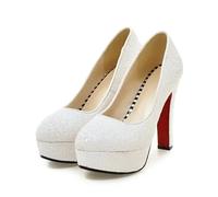 Spring Pattern Fashion Round Head Temperament High-Heeled Women Shoes Golden Silvery Sequins Banquet Marry(Color 14,39)