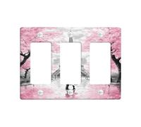 Spring Peach Cherries Blossom Light Switch Placca di copertura/Coperture di uscita, Stile parigino, Piastre da parete in termoplastica, Dimensioni standard 3 Gang Wall Plate