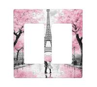 Spring Peach Cherry Blossom Light Switch Cover Piastra/Coperture di uscita, Stile parigino, Piastre da parete in termoplastica, Dimensioni standard Doppio Rocker