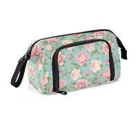Spring Peach Fresh Flowers Blue Pencil Case Large Capacity Hard Pencil Case con Slot per Adolescenti Viaggio estuches para lapises