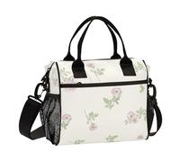 Spring Peach Soft Floral Lunch Box Adulto Eco-friendly Lunch Box Cooler Bag con Tracolla Grande Borsa Pranzo per Uomini Adolescenti Scuola