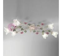 SPRING Plafoniera Allungata a 6 Luci in Ferro Decorato Stile Floreale