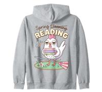 Spring Reading Book Lover Chicken Humor Felpa con Cappuccio