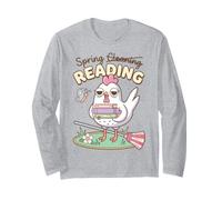 Spring Reading Book Lover Chicken Humor Maglia a Manica