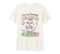 Spring Reading Book Lover Chicken Humor Maglietta Premium