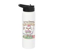 Spring Reading Book Lover Chicken Humor Stainless Steel Insulated Water Bottle