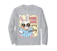 Spring Reading Bunny Book Lover Reader Humor Maglia a Manica