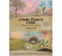 Spring rebirth theme scrapbook paper backgrounds: Botanical motifs and equinox inspired nature. For paper crafting, decoupage, junk journaling and more