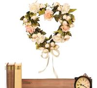 Spring Rose Heart Wreath - Artificiale floreale a forma di cuore | Romantic Valentines Day Wedding Home Door Wall Hanging | Love Symbol Gift For Birthday