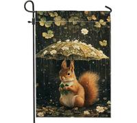 Spring Rustic Squirrel Green Shamrock Daisy Flower Animal Bandiera Da Giardino Durevole Bandiera Robuste Bandiere Verticale Per Prato Esterno Cortile 30X45Cm