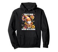 Spring Sayings For Women Honey Bee Gnome Swing Into Spring Felpa con Cappuccio