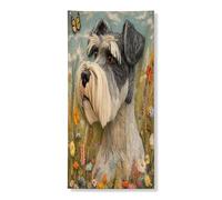 Spring Schnauzer - Copertura per porta del cane, 91 x 182 cm, novità con fiori floreali da appendere alla porta d'ingresso, decorazione per interni ed esterni, per ingresso di animali domestici
