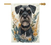 Spring Schnauzer Dog Front Yard Backyard House Bandiere 28 x 40 su entrambi i lati per esterni, bandiere per la casa delle piante dei cartoni animati, bandiera del portico della casa degli animali