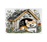 Spring Shiba Inu - Puzzle per cani per adulti, 300 pezzi, divertenti puzzle in legno per cuccioli di fiori, decorazioni per la casa