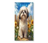 Spring Shih Tzu Copertura per porta esterna per cani 36 x 72, recinzione per cuccioli di girasole per porta anteriore e posteriore, decorazione per uscita, decorazione per casa e portico interno