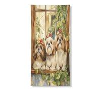 Spring Shih Tzu - Copertura per porta esterna per cani, 91,4 x 183,9 cm, per finestre e cuccioli, per porta di casa, per interni, veranda
