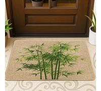 Spring Simple Bamboo Front Black Door Mat Esterno Interno Ingresso 29 * 17, Divertente Natura Pianta Foglie Outdoor Antiscivolo Zerbino Piccolo Divertente Botanico Stampa Patio Garage Scarpe Fuori