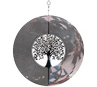 SPRING SONG Girandola a vento in acciaio inox 3D per interni ed esterni, 25,4 cm, a specchio, con albero della vita, decorazione artigianale ornamentale, decorazione cinetica da giardino, filatori a