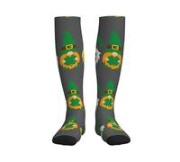 Spring St Patrick’S Day Irish Gnomes Calze A Compressione Calze Contenitive Viaggi Compression Socks Per Circolazione Escursioni Vene Varicose Infermiera 1 Paio 50Cm