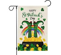 Spring St. Patrick'S Day Lucky Leprechauns Shamrock Bandiere Durevole Flag Robuste Bandiera Per Balcone Decorazione Giardino 30X45Cm