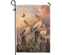 Spring Summer Coastal Bird White Birds Butterflies Bandiera Resistente Alle Intemperie Bandiere Colore Vivido Bandiere Verticale Per Esterno Decorazione Giardino 30X45Cm