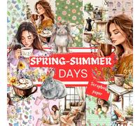 SPRING-SUMMER DAYS SCRAPBOOK PAPER: This is a double sided craft paper, used in DIY junk journals, EPHEMERA, ORIGAMI, DECOUPAGE, MIXED MEDIA ART, Collage