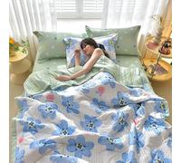Spring Summer Double Quilt, 100% Pure Cotton, 200 X 230 Cm, Lightweight Double Faced - Quilted Bedspread Soft Breathable - Grey Fronds(F,150x200cm)