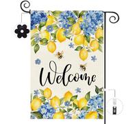 Spring Summer,Lemon Hydrange Flowers Welcome Bandiera Da Cortile 30X45Cm Bandiere Stagionale Divertenti Bandiera Di Benvenuto Per Soggiorno Decorazione Fattoria