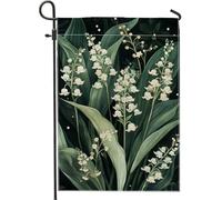 Spring Summer Lily Of The Valley White Flower Bandiere Resistente Alle Intemperie Bandiere Verticale Colore Vivido Bandiera Per Decorazione Prato Balcone 30X45Cm