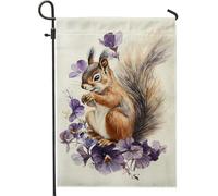 Spring Summer Squirrel Brown Animal Flower Bandiere Verticale Resistente Alle Intemperie Flag Durevole Bandiera Da Giardino Per Esterno Casa Cortile 30X45Cm