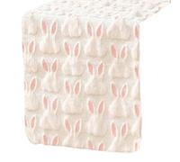 Spring Table Runner,Easter Table Runner Rabbit Pattern Plush Soft Fluffy Plush Tufting for Kitchen Dining Table Decoration for Home Party Decor