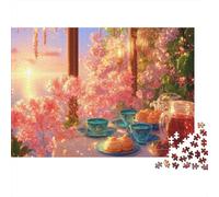 Spring Tea Time Scene Puzzle Da 1000 Pezzi Cherry Tea Time in Cartone Spessore Per Adulti Tempo Libero Decorare Casa Interlocking Facile Da Assemblare 38x26cm/1000pcs