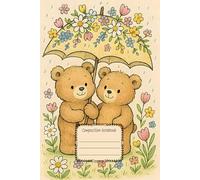 Spring Teddy Bear Composition Notebook for Kids - Cute Floral Journal, Wide Ruled School Notebook, Gift for Girls, Boys, Students