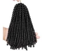 Spring Twist Crochet Hair 8" pollici Trecce sintetiche all'uncinetto Ombre Colors Trecce Capelli 110 grammi Extension for capelli da donna(black)