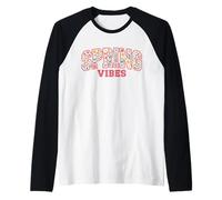 Spring Vibes - Citazione Floreale da Giardino estetico Preppy Maglia con Maniche Raglan
