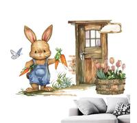 Spring Wall Decals - Easter Wall Decor Stickers, 29x20cm Bunny Stickers For Easter | Cute Colorful PVC Decorations | Flower WalLl Decor, Nursery Decorations, Holiday Window Sticker For Kids