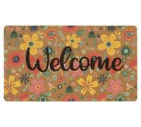 Spring-Welcome-Zerbino per ingresso esterno, motivo floreale colorato, in fibra di cocco, con porta d'ingresso antiscivolo, decorazione per la casa, 43,2 x 73,7 cm