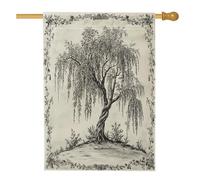 Spring Willow Tree Front Yard Backyard Vertical House Flags 28x40 Double Face per esterno, bandiera stampata estetica vintage scenica per la casa, decorazione retrò per la casa e l'esterno