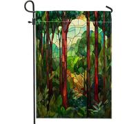 Spring Woods Tree Scenery Stained Glass Nature Scenic Pattern Bandiera Da Giardino Resistente Alle Intemperie Bandiera Colore Vivido Bandiere Verticale Per Cortile Portico Giardino 30X45Cm