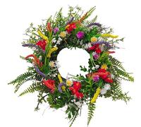 Spring Wreath - Colorful Wildflower Wreaths | Easter For Front Door Home Porch Farmhouse Decor 14in 16in Flower Garland, Artificiale Floreale Berry Foliage Wall Hanging Outdoor Entryway Ornament Set