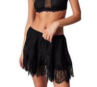 Springcmy Minigonna estiva a strati in pizzo Y2K da donna con volant plissettato in pizzo mezza slip a vita bassa fluida gonne corte sottoveste, A-Nero, XL